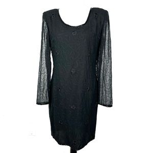 Vintage Beaded Drama Special Occasion black dress